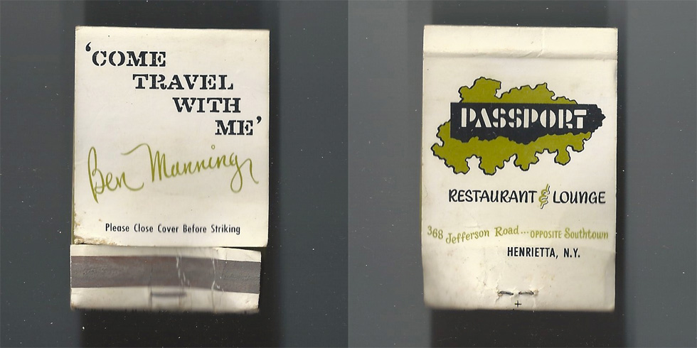 Passport Restaurant & Lounge matchbook.