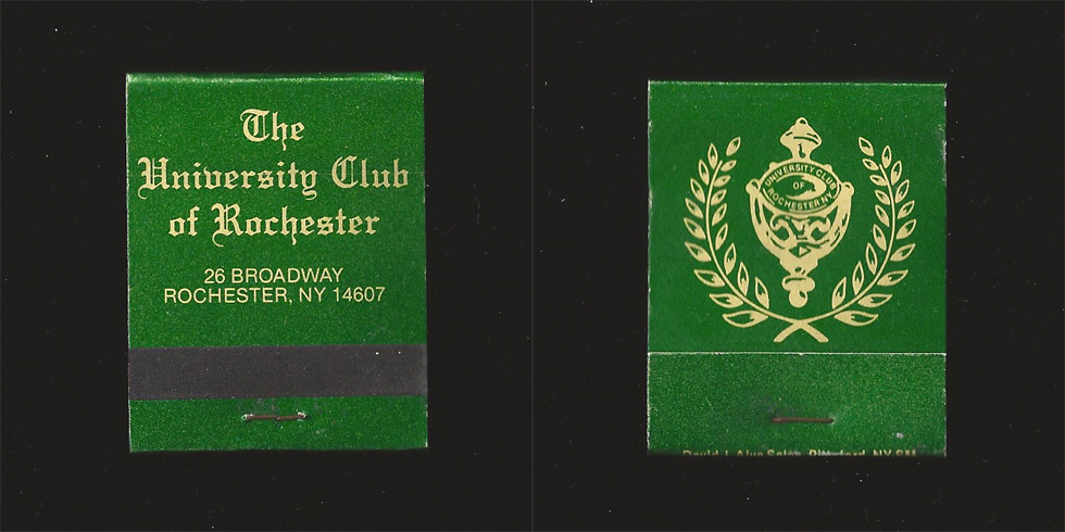 The University Club of Rochester matchbook.