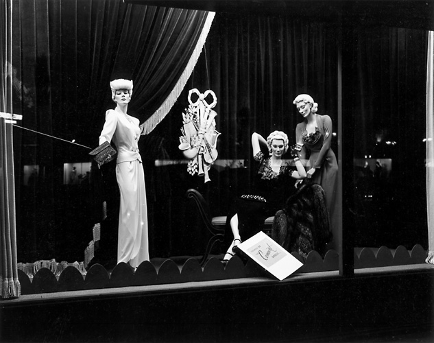 This scene shows mannequins dressed up for a concert. c.1940. [PHOTO: Rochester Public Library]