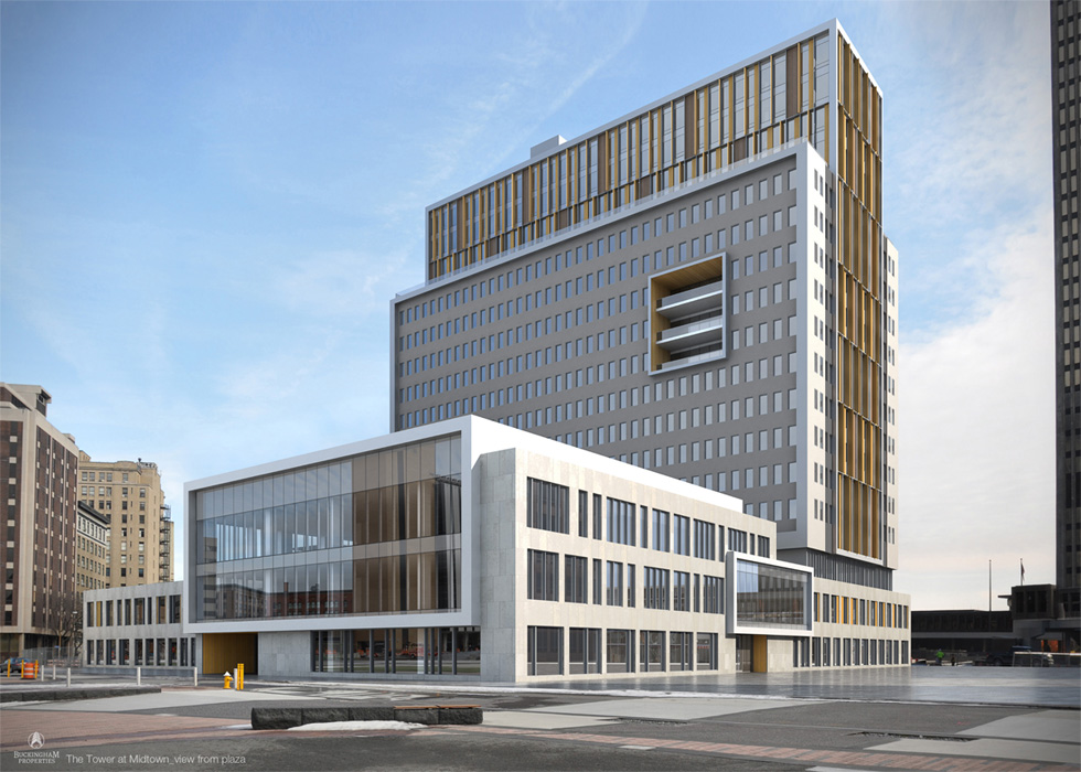 New rendering of Midtown Tower, Rochester NY. [IMAGE PROVIDED BY: Buckingham Properties]