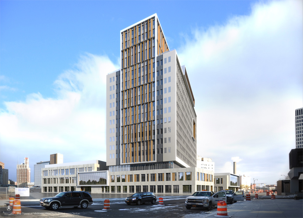 New rendering of Midtown Tower, Rochester NY. [IMAGE PROVIDED BY: Buckingham Properties]
