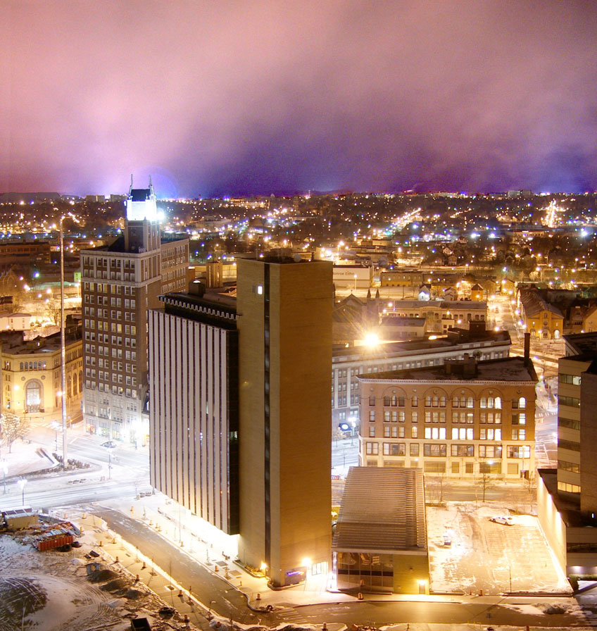 The view from inside Midtown Tower, Rochester NY.