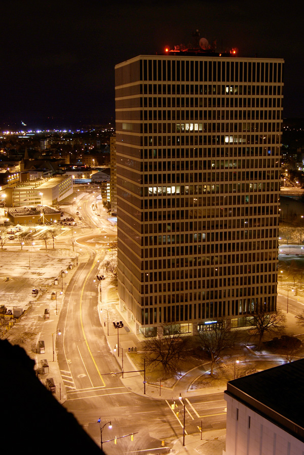 The view from inside Midtown Tower, Rochester NY.