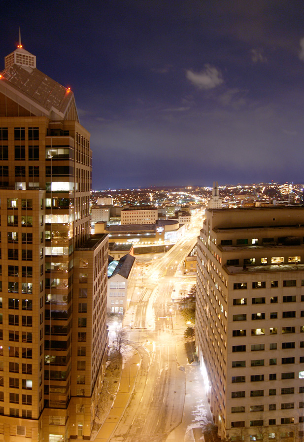 The view from inside Midtown Tower, Rochester NY.