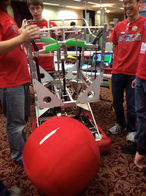 This giant ball launcher was a robot that rolls a ball, and then goes and gets it. [PHOTO: Ella's Mom]