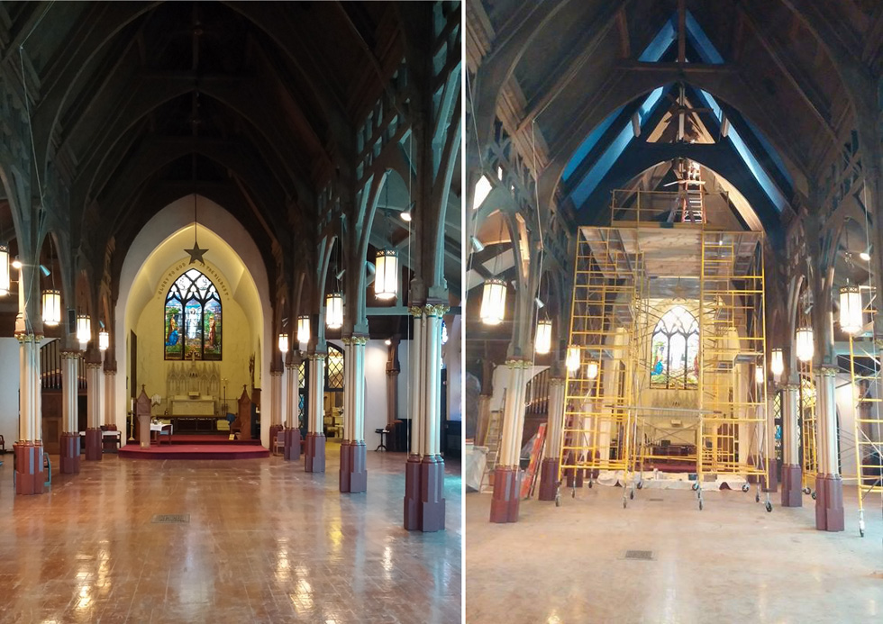 Winter ice dams and water damaged the interior of the historic Calvary St. Andrew's Presbyterian Church. A local painter has stepped up to help repair the damage. [PHOTO: Provided]