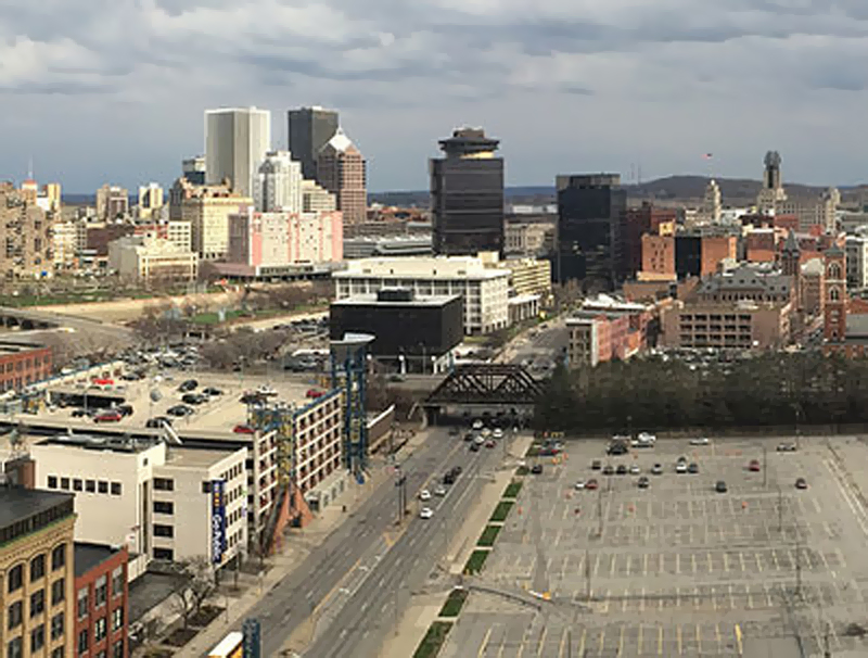 Similar view of downtown Rochester from Kodak tower today. [IMAGE: Wikipedia]