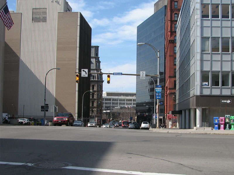 The Four Corners as it looks today standing at the south end on Exchange Street looking toward State Street.