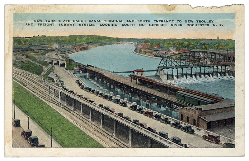 Here's a vintage postcard we recently acquired depicting the south entrance to the Rochester Subway (circa 1928).