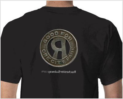 RochesterSubway.com RTC Token T-shirt. Yes, we're geeks and proud of it.