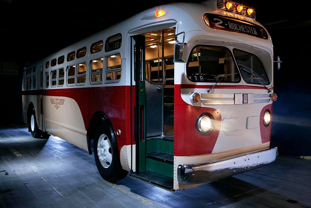 Regional Transit Service's fully restored 1957 GM transit bus will take passengers for a ride along the old Rochester subway route this weekend. [IMAGE: Provided]