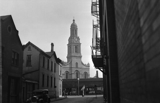 Saint Joseph's Church, downtown Rochester NY. 1930. [PHOTO: Rochester Public Library]