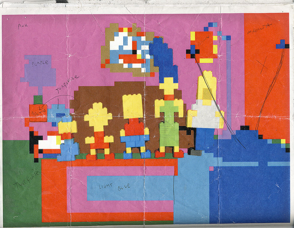 Mike's LEGO block plan for The Simpsons couch gag.