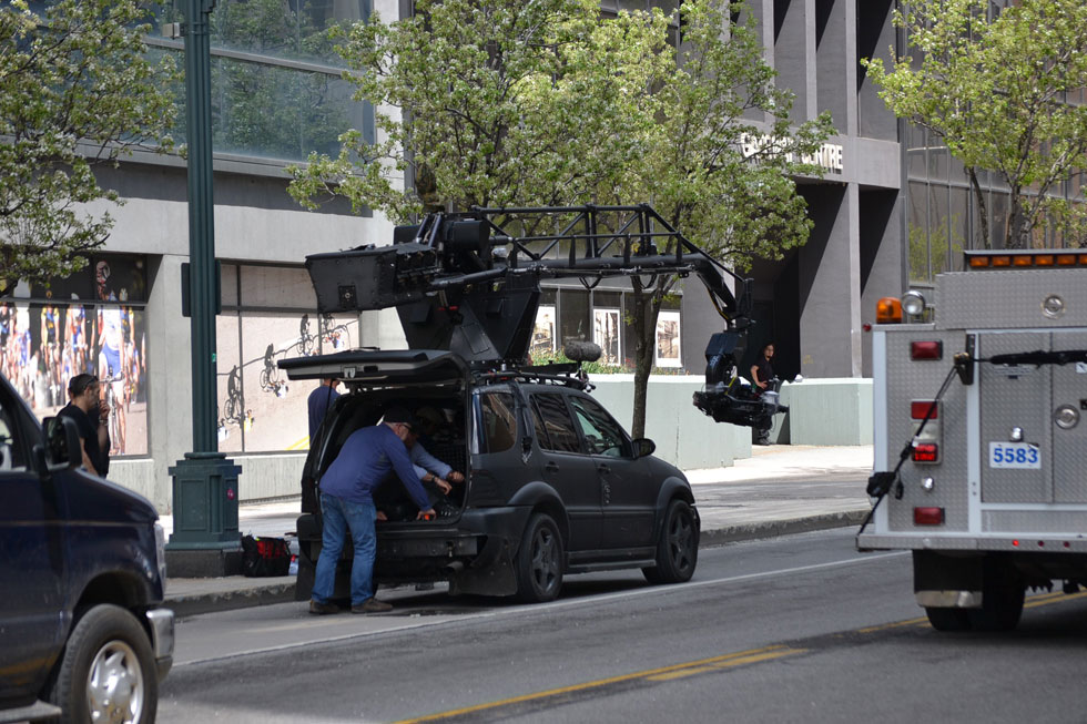Filming of Spider Man 2 in Rochester, NY. [PHOTO: RochesterSubway.com]