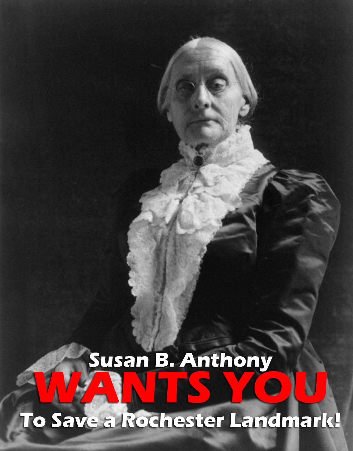 Susan B. Anthony wants you. She's asking for volunteers to gather support to save a neighborhood landmark.