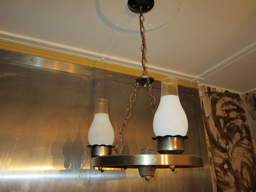 An electric chandelier inside the speakeasy... err, vault I mean. [PHOTO: Ryan Green]