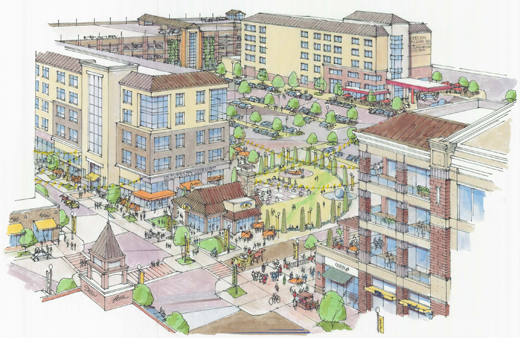 In these renderings College Town looks like an absolute bonanza of pedestrian activity.